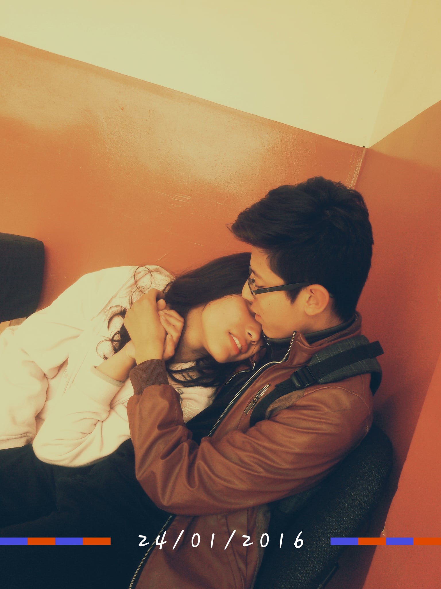 Abhishek and Alyssa cuddling in a photograph dated 24 January 2016